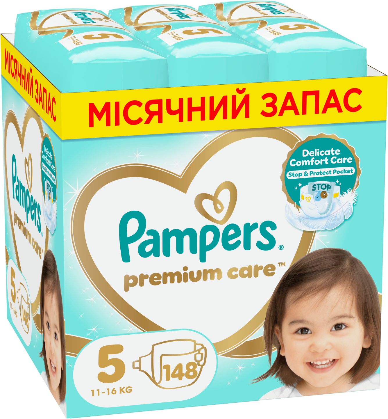 Одноразові підгузки Pampers Premium Care Розмір 5 (11-16 кг), 148 шт. (80789192)